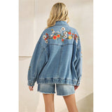 Med Wash Embroidered Denim Jacket