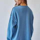 Blue Inside Out Roll Neck Pullover Sweater