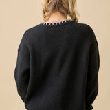 Halloween "Boo" Sweater With 3D Braided Writing