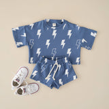 Blue Bolts Shorts Set