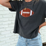 Applique Football Cropped Tee