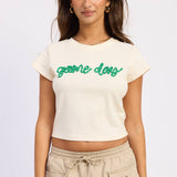 Cream & Green Game Day Baby Tee