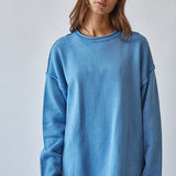 Blue Inside Out Roll Neck Pullover Sweater