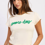 Cream & Green Game Day Baby Tee