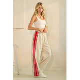 Ivory Sport Striped Wide Legged Pants