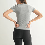Grey Short-Sleeved Micro-Ribbed Top