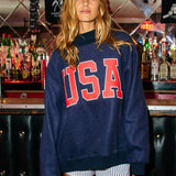 'USA & FLAG' Reversible Mock Neck Sweatshirt