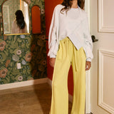 Exposed Seam Details Drawstring Solid Terry Sweatpants