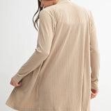Tan Soft Ribbed Longline Cardigan