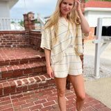 White and Blue Striped Knitted Top