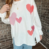 White Heart Patch Oversized Sweatshirt