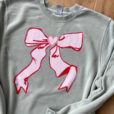 Sage Heart Bow Crewneck