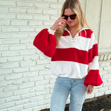 Red Everly Striped Pullover