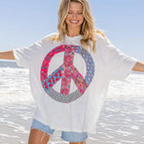 Oversized White Peace Tee