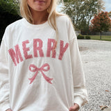 Merry Bow White Holiday Sweatshirt