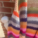 Rainbow Hand-Crochet Open Cardigan