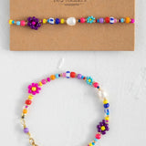 Daisy and Pearl Beaded Bracelet