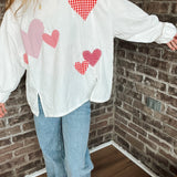 White Heart Patch Oversized Sweatshirt
