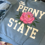 The Peony State Floral Blue Crew
