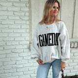 White Embroidered Gameday Sweatshirt
