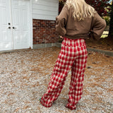 Red Plaid Wide Leg Pants – Festive Holiday Lounge