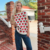 Strawberry Oversized Sleeveless Sweater Knit Top
