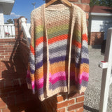 Rainbow Hand-Crochet Open Cardigan