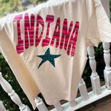 Pink Indiana Stripe Ivory Tee