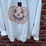 Crewneck Top With Floral Printed Pumpkin Patchwork