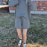 Checker Jersey Drawstring Short