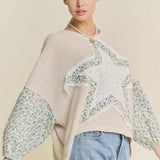 Star Patched Waffle Knit Top