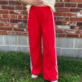 Red Stripe Cropped Top & Wide Leg Pants Set