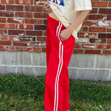 Red Stripe Cropped Top & Wide Leg Pants Set