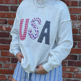 Grey USA Applique Mockneck