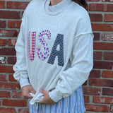 Grey USA Applique Mockneck