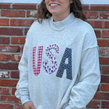 Grey USA Applique Mockneck