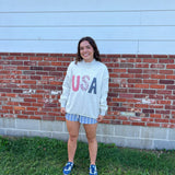 Grey USA Applique Mockneck
