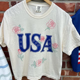 Ivory USA Floral Cropped Tee
