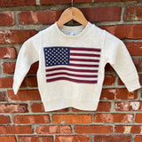 Kids Ivory American Flag Applique Crew
