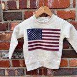 Kids Ivory American Flag Applique Crew