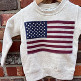 Kids Ivory American Flag Applique Crew