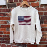 Ivory American Flag Applique Crew