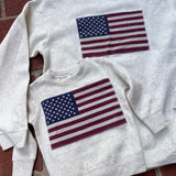 Ivory American Flag Applique Crew