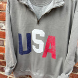 Tricolor USA Grey Quarter Zip