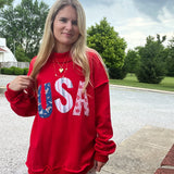 Floral USA Applique Mockneck