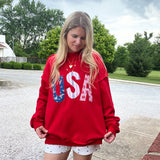Floral USA Applique Mockneck