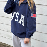 Retro USA Navy 1/4 Zip