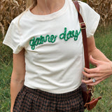 Cream & Green Game Day Baby Tee