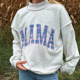 Mama Patchwork Mockneck