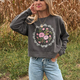Pepper Dainty Floral Cropped Sweatshirt